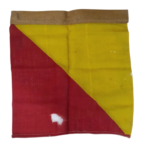 710 - Pair of WW1- WW2 British 1/2 Red/ 1/2 Yellow diagonal Semaphore Flags. For sending signals in the fi... 