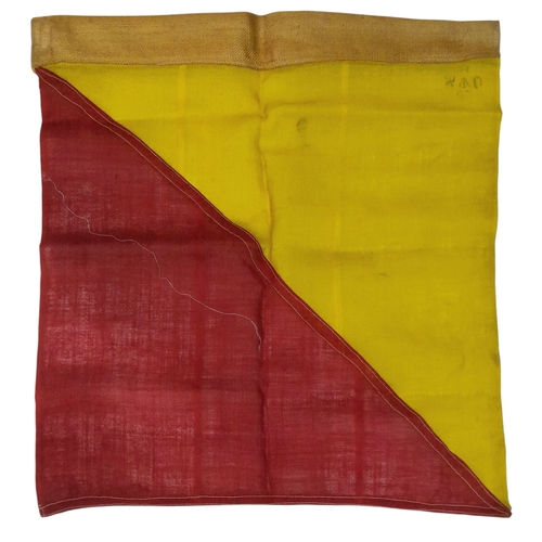 710 - Pair of WW1- WW2 British 1/2 Red/ 1/2 Yellow diagonal Semaphore Flags. For sending signals in the fi... 