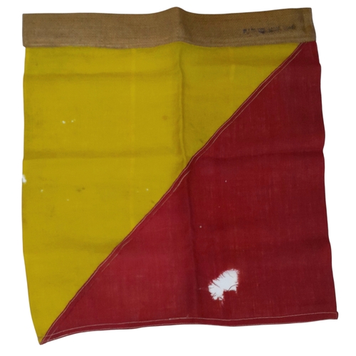 710 - Pair of WW1- WW2 British 1/2 Red/ 1/2 Yellow diagonal Semaphore Flags. For sending signals in the fi... 