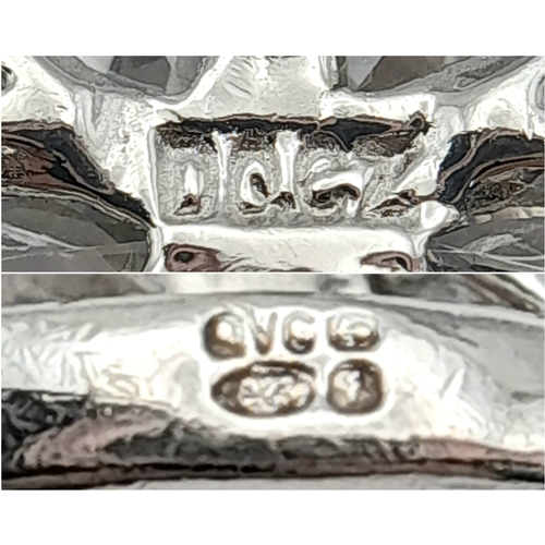 1204 - A Pretty Sterling Silver Pink and White Diamonique Cubic Zirconia Pendant Necklace. 46cm Length Chai... 