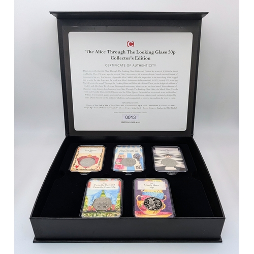 645 - A Very Collectible Alice Through The Looking Glass 50p Coin Collectors Edition. Five coins each sepa... 
