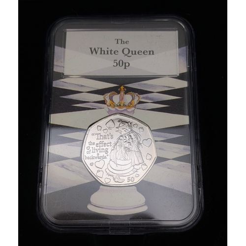 645 - A Very Collectible Alice Through The Looking Glass 50p Coin Collectors Edition. Five coins each sepa... 