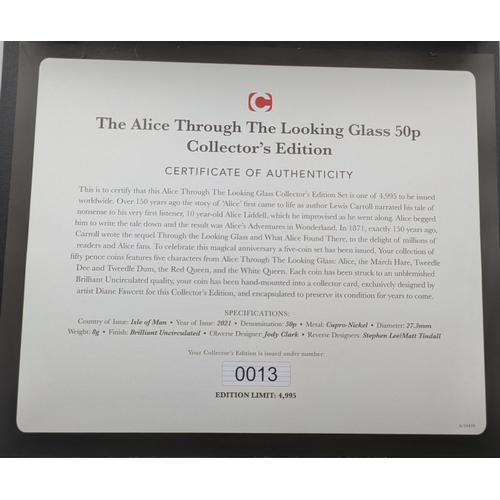 645 - A Very Collectible Alice Through The Looking Glass 50p Coin Collectors Edition. Five coins each sepa... 