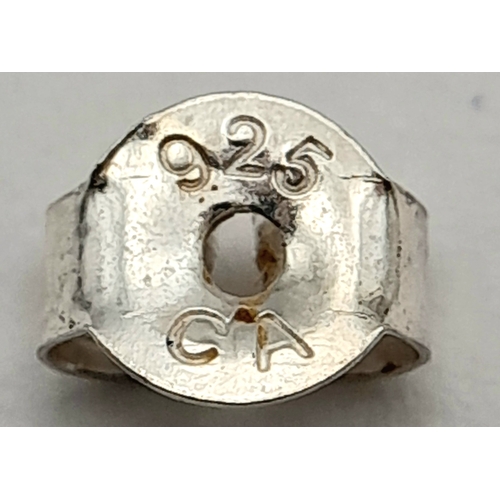 650 - A Pair of Sterling Silver and Tigers Eye Earrings. 5.7cm Drop. The Tigers Eye measures 2 x 1.4cm and... 