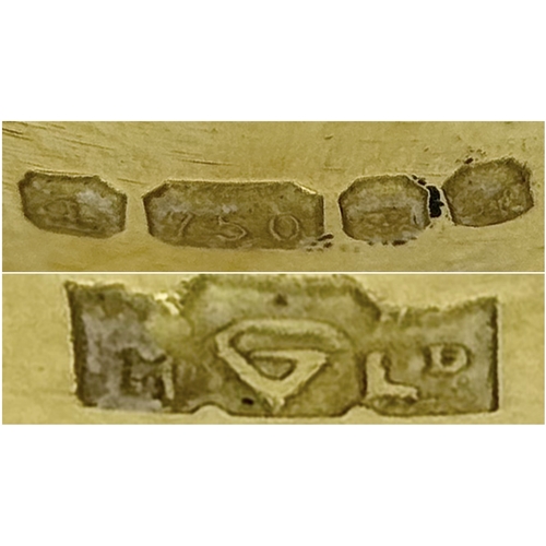 11 - A Statement 18K Yellow Gold and Diamond Gents Signet Ring. Dimple effect band with an 'L' shaped dia... 