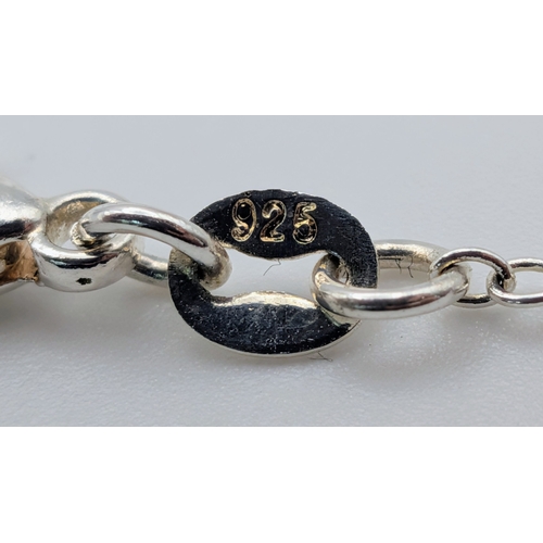 1205 - A 925 silver Pearl pendant, set on a silver necklace. Total weight 6.1G. Total length 46cm