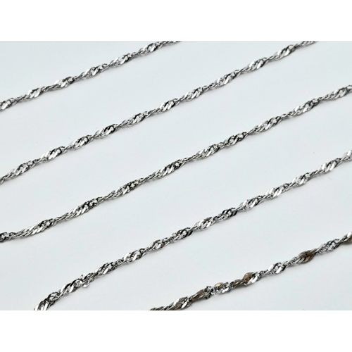 1225 - A  Pretty Sterling Silver Opal Set Pendant Necklace- 46cm multi-link chain. The Pendant measures a 3... 