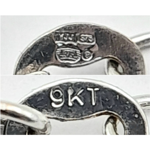 1225 - A  Pretty Sterling Silver Opal Set Pendant Necklace- 46cm multi-link chain. The Pendant measures a 3... 