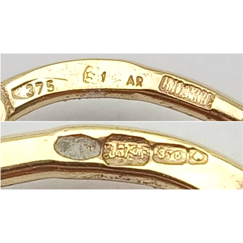 119 - Impressive Fully Hallmarked 9 CARAT GOLD CHUNKY ‘BAMBOO’  HOOP EARRINGS. 3.7 Grams. 3.0 cm Diameter.... 