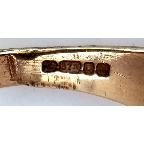 12 - A 9K Yellow Gold Triple Band Dome Ring. Size L. 3.6g.