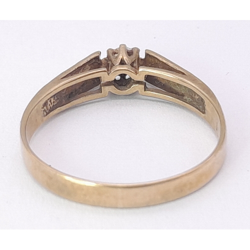 28 - Vintage 9 CARAT GOLD,  FULLY HALLMARKED DIAMOND RING. 2.0 GRAMS. Size P 1/2 - Q.