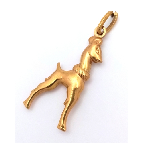 33 - An 18K Gold 'Bambi' Pendant/Charm. 3.5cm. 2.05g.