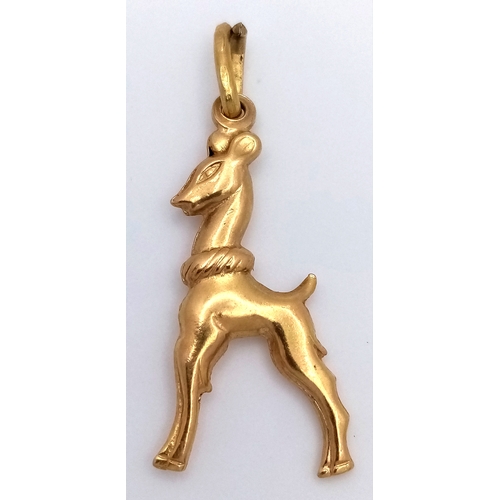 33 - An 18K Gold 'Bambi' Pendant/Charm. 3.5cm. 2.05g.