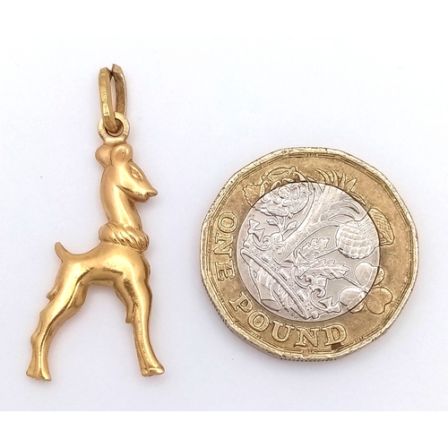 33 - An 18K Gold 'Bambi' Pendant/Charm. 3.5cm. 2.05g.