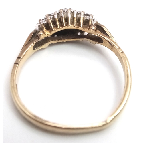 42 - Dainty Fully Hallmarked 9 CARAT GOLD SAPPHIRE and DIAMOND RING. 1.7 Grams. Size L 1/2 - M. Band not ... 