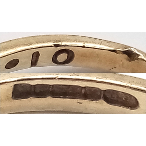 42 - Dainty Fully Hallmarked 9 CARAT GOLD SAPPHIRE and DIAMOND RING. 1.7 Grams. Size L 1/2 - M. Band not ... 