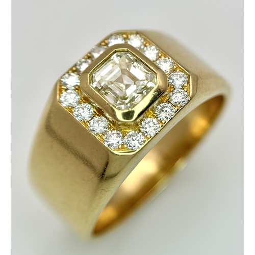 621 - AN 18K YELLOW GOLD, DIAMOND RING. APPROX 1.20CTW. CENTRE DIAMOND APPROX 0.70CT. 10.2G, SIZE T. SPSA ... 