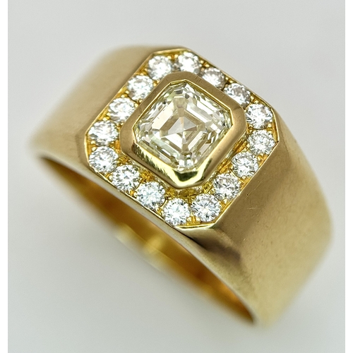 621 - AN 18K YELLOW GOLD, DIAMOND RING. APPROX 1.20CTW. CENTRE DIAMOND APPROX 0.70CT. 10.2G, SIZE T. SPSA ... 