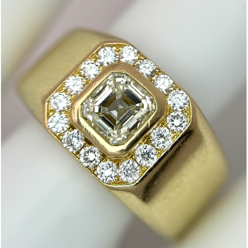 621 - AN 18K YELLOW GOLD, DIAMOND RING. APPROX 1.20CTW. CENTRE DIAMOND APPROX 0.70CT. 10.2G, SIZE T. SPSA ... 