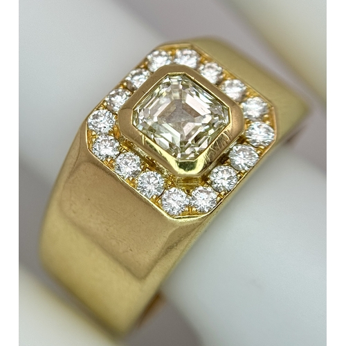 621 - AN 18K YELLOW GOLD, DIAMOND RING. APPROX 1.20CTW. CENTRE DIAMOND APPROX 0.70CT. 10.2G, SIZE T. SPSA ... 
