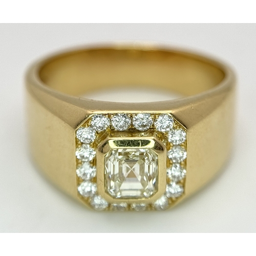 621 - AN 18K YELLOW GOLD, DIAMOND RING. APPROX 1.20CTW. CENTRE DIAMOND APPROX 0.70CT. 10.2G, SIZE T. SPSA ... 