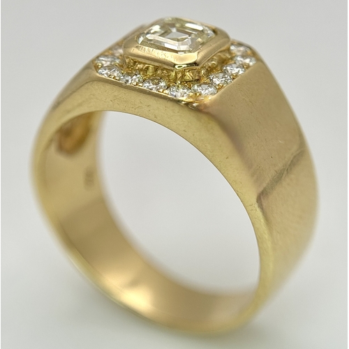 621 - AN 18K YELLOW GOLD, DIAMOND RING. APPROX 1.20CTW. CENTRE DIAMOND APPROX 0.70CT. 10.2G, SIZE T. SPSA ... 