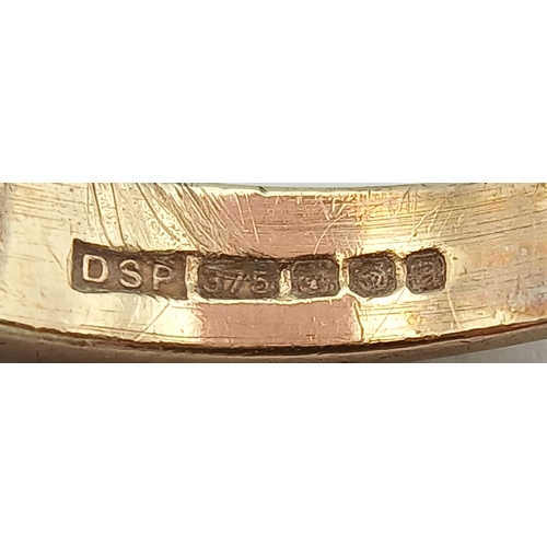 84 - Beautiful modern interpretation of a 9 CARAT GOLD ‘HALF ETERNITY’  RING. Full UK hallmark. 3.0 Grams... 