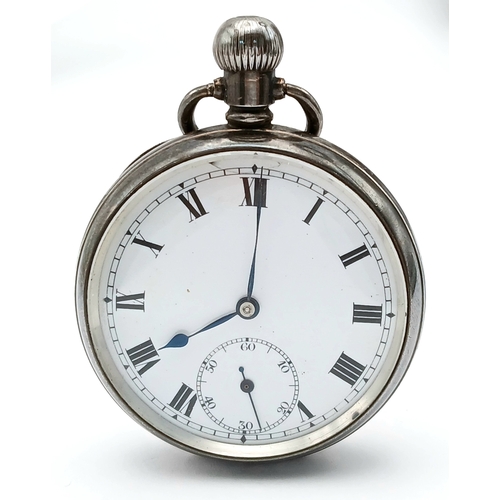 322 - Antique SILVER POCKET WATCH. Clear hallmarks for Aaron Dennison, Birmingham 1915. Mechanism marked f... 