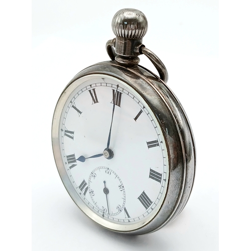 322 - Antique SILVER POCKET WATCH. Clear hallmarks for Aaron Dennison, Birmingham 1915. Mechanism marked f... 