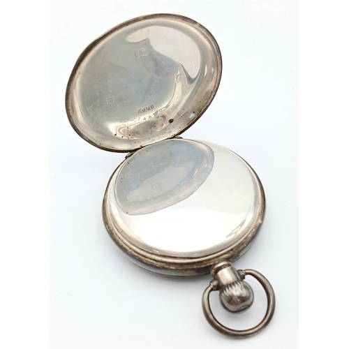 322 - Antique SILVER POCKET WATCH. Clear hallmarks for Aaron Dennison, Birmingham 1915. Mechanism marked f... 