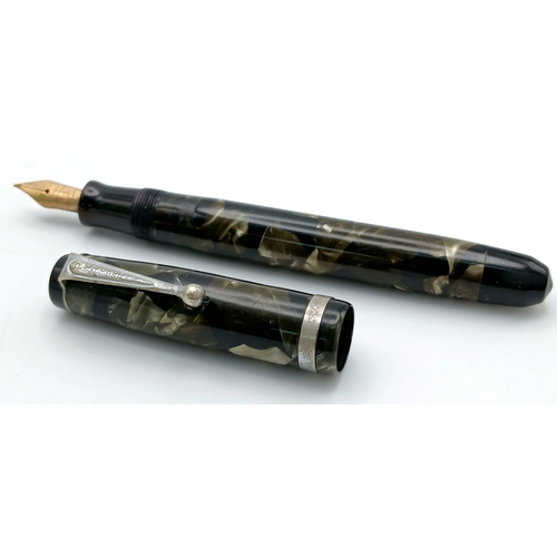 56 - Vintage PARKER FOUNTAIN PEN. 14 CARAT GOLD NIB. Marble Finish. Please see pictures.