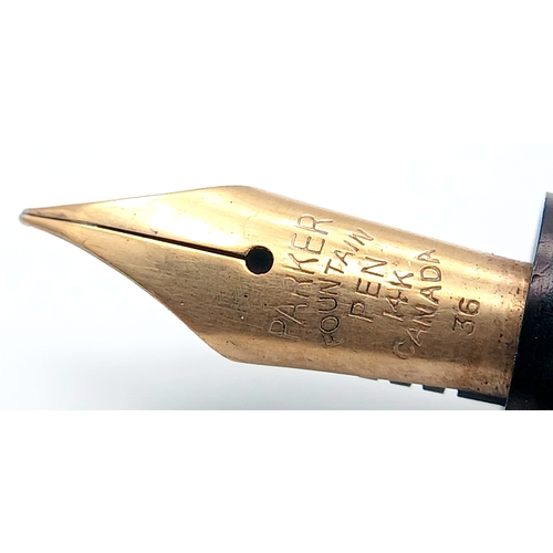 56 - Vintage PARKER FOUNTAIN PEN. 14 CARAT GOLD NIB. Marble Finish. Please see pictures.