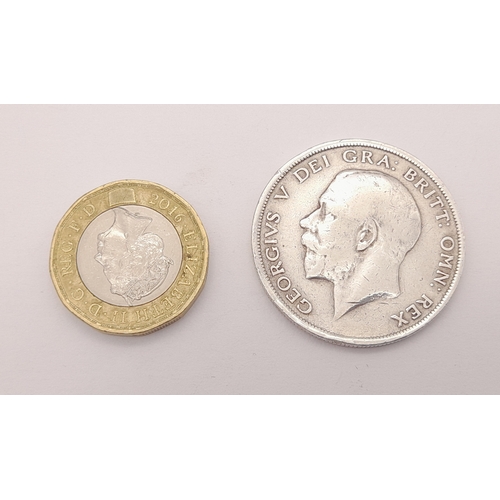 639 - A 1917 George V 925 Silver Half Crown Coin. Please refer to photos for condition.