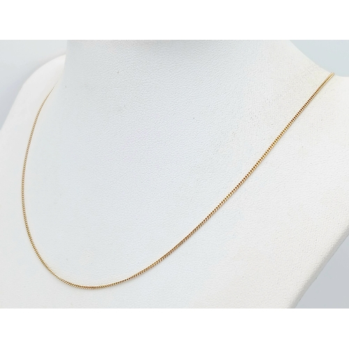 7 - Classic 9 CARAT GOLD FINE CHAIN NECKLACE. 1.5 Grams. 40 cm.