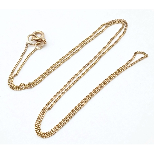 7 - Classic 9 CARAT GOLD FINE CHAIN NECKLACE. 1.5 Grams. 40 cm.