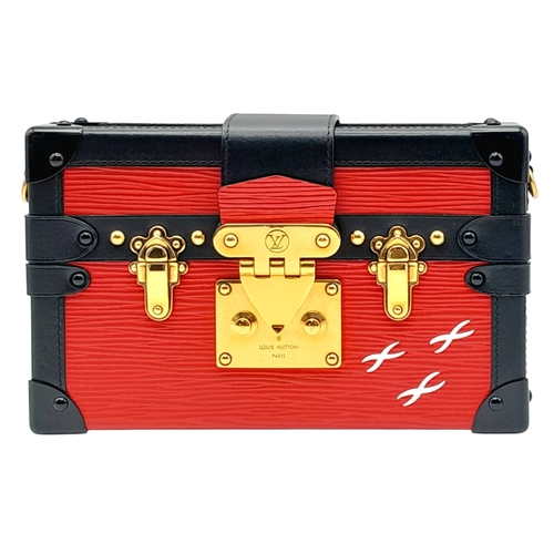 613 - A Louis Vuitton Red and Black Petite Malle Clutch/Crossbody Bag. Epi leather and leather exterior wi... 