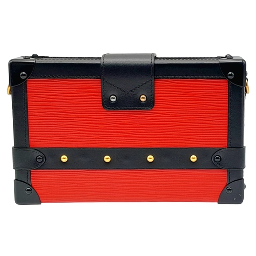 613 - A Louis Vuitton Red and Black Petite Malle Clutch/Crossbody Bag. Epi leather and leather exterior wi... 
