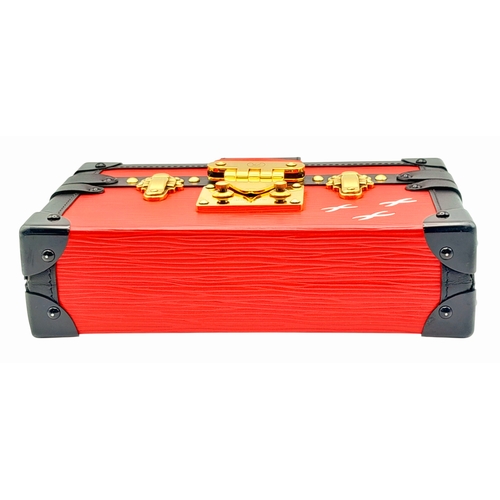 613 - A Louis Vuitton Red and Black Petite Malle Clutch/Crossbody Bag. Epi leather and leather exterior wi... 