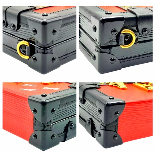 613 - A Louis Vuitton Red and Black Petite Malle Clutch/Crossbody Bag. Epi leather and leather exterior wi... 