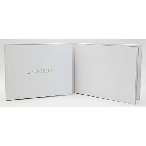 346 - A Christian Dior Green and White Lady D-Lite Bag. Toile de jouy embroidered textile exterior with go... 