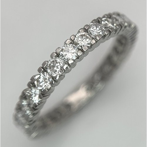 1236 - A Platinum Diamond Full Eternity Ring. 1ctw of round brilliant cut diamonds having H colour and SI1 ... 