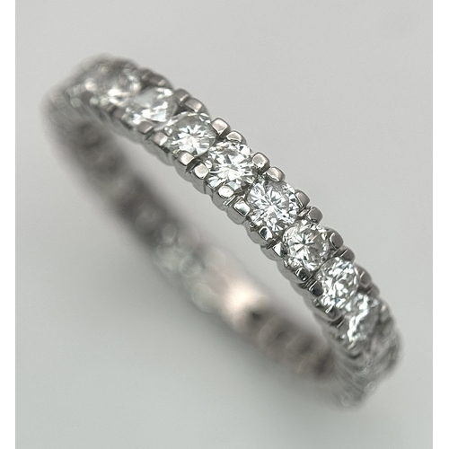 1236 - A Platinum Diamond Full Eternity Ring. 1ctw of round brilliant cut diamonds having H colour and SI1 ... 