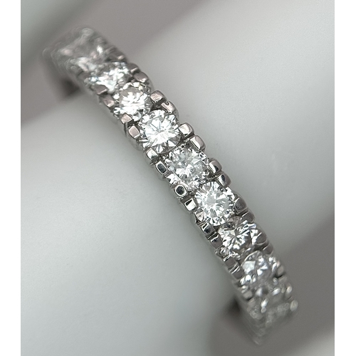 1236 - A Platinum Diamond Full Eternity Ring. 1ctw of round brilliant cut diamonds having H colour and SI1 ... 