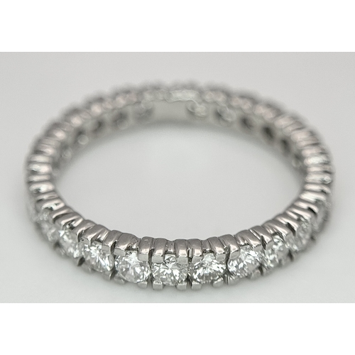 1236 - A Platinum Diamond Full Eternity Ring. 1ctw of round brilliant cut diamonds having H colour and SI1 ... 