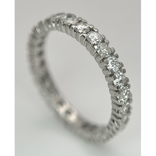 1236 - A Platinum Diamond Full Eternity Ring. 1ctw of round brilliant cut diamonds having H colour and SI1 ... 
