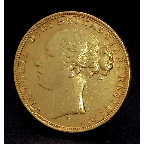 16 - AN 1878 DATED FULL SOVEREIGN COIN WITH THE YOUNG VICTORIA HEAD .