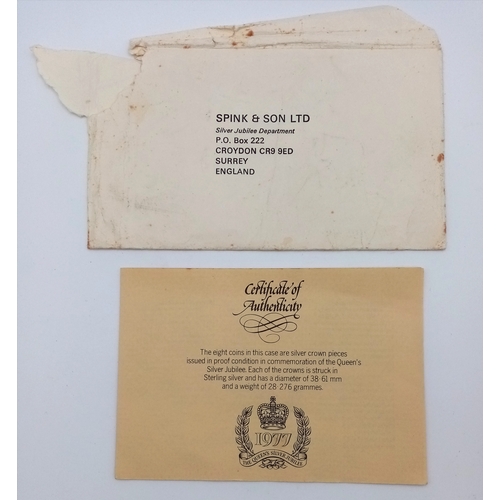 5 - A Very Collectible Eight Coin Sterling Silver Queen Elizabeth II Silver Jubilee Crown Set. Encapsula... 