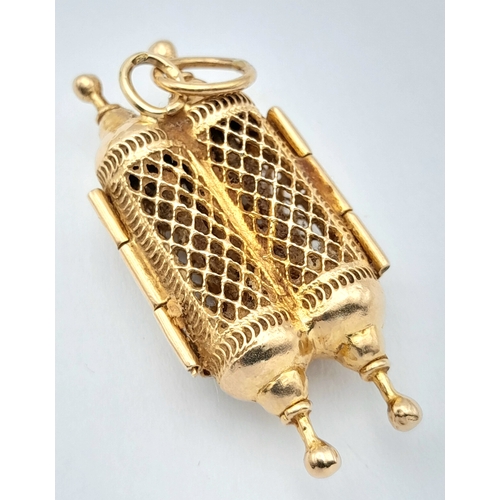 86 - A LARGE VINTAGE 9K GOLD ENAMEL ORNATE 