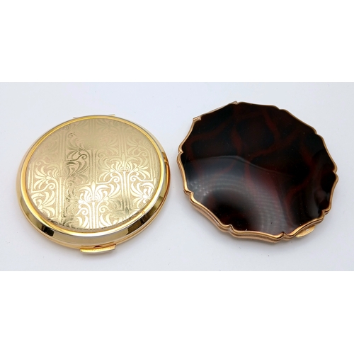 616 - 2 x VINTAGE STRATTON POWDER COMPACTS. Beautiful condition with mirrors. Complete with pouches.  Exce... 
