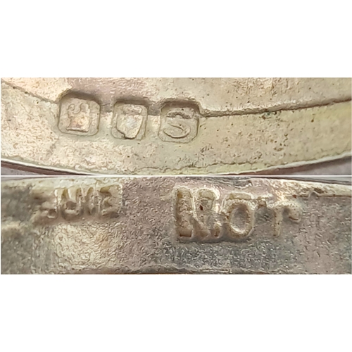 623 - Genuine Vintage SILVER CLADDAGH RING with GREEN CONNEMARA MARBLE . FULL IRISH HALLMARK. Size V - V 1... 